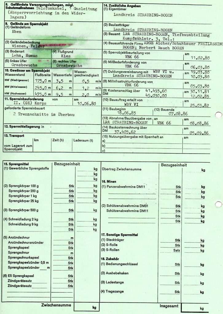 Sperrobjektkarteikarte SR 0005 (Rückseite)
