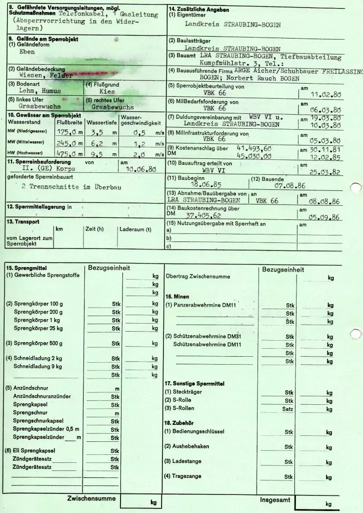 Sperrobjektkarteikarte SR 0005 (Rückseite)