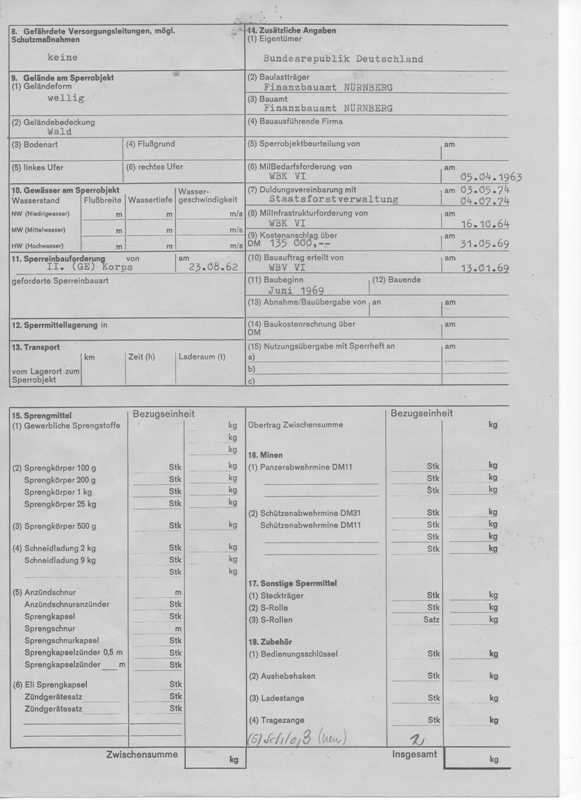 Sperrobjektkarteikarte WUG 9511/9512 (Rückseite)