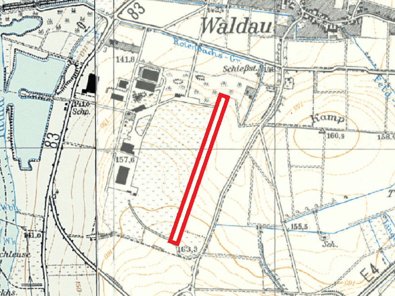 Kartenauszug LAGIS Hessen mit Flugplatz Kassel-Waldau um 1970